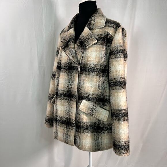 ASOS Simply Be White Tan and Black Checked Coat 16 - Picture 2 of 9
